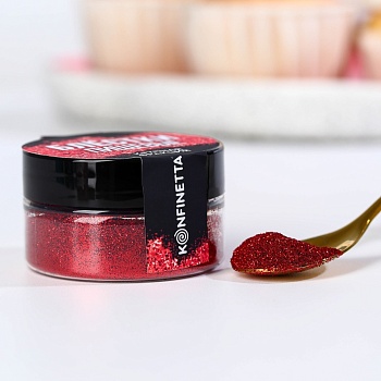 Блёстки пищевые крупной фракции красные для капкейков, тортов и напитков, 5 г.