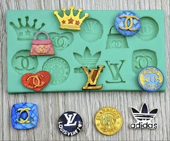 Силиконовый молд «Бренды, Шанель, Луи Витон, Адидас, Chanel, Louis Vuitton, Adidas», Китай