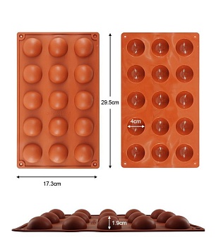 Силиконовая форма «Полусфера» 4 см, 15 ячеек