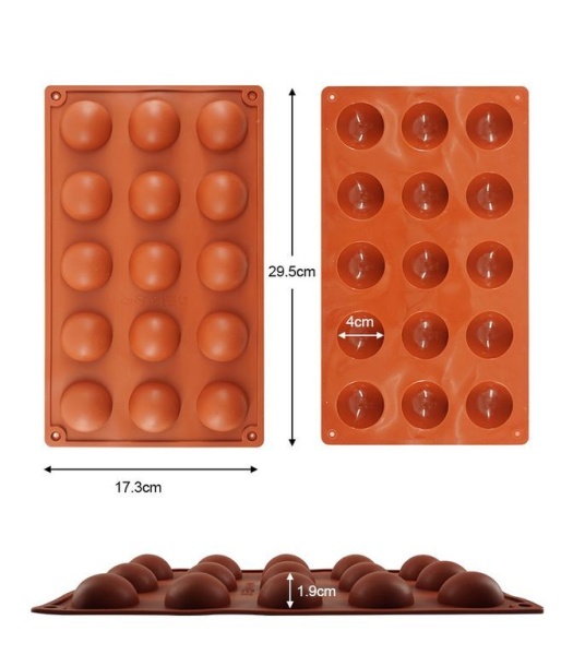 Силиконовая форма «Полусфера» 4 см, 15 ячеек