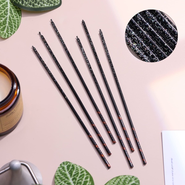 Набор свечей в торт, 6 штук "Сияние", черный, 17 см