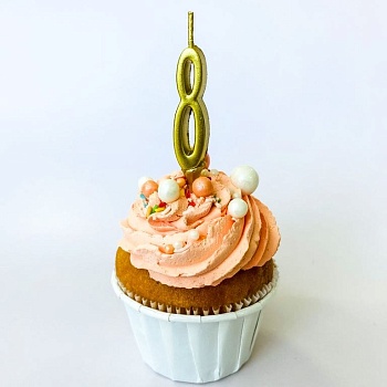 Свеча для торта мини, цифра 8 (золото, 4,5 см)