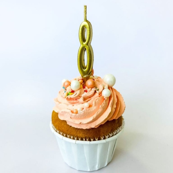 Свеча для торта мини, цифра 8 (золото, 4,5 см)