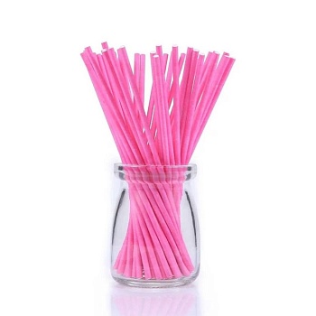 Палочки бумажные для Cake pops 15см (розовые, 10 шт)