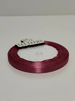 Лента атласная 6 мм (цвет №127 темно сиреневый) 22,7 метра