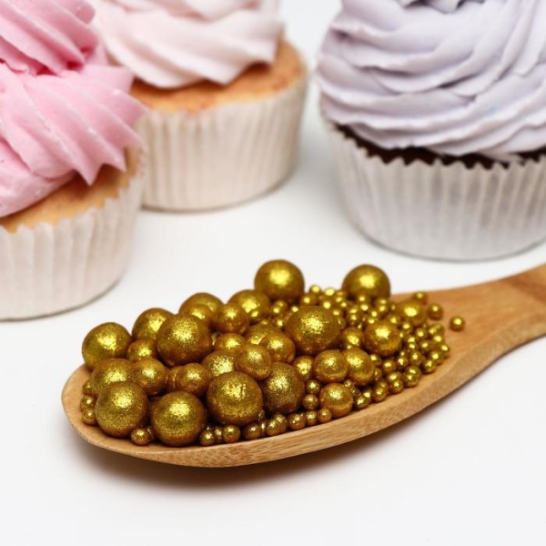 Драже зерновое с глиттером «Блеск» Золото 25г Урал Шок