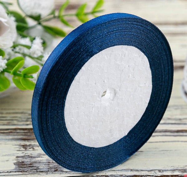 Лента атласная, 6 мм (23 метра, цвет №38 Темно-синий)