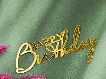 Украшение надпись для торта «Happy Birthday 2», золото