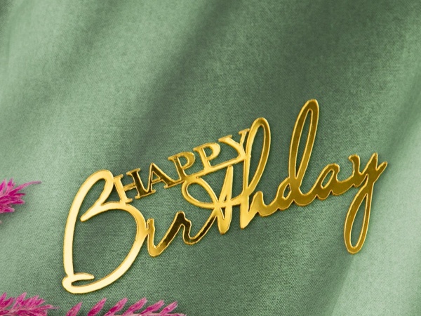 Украшение надпись для торта «Happy Birthday 2», золото