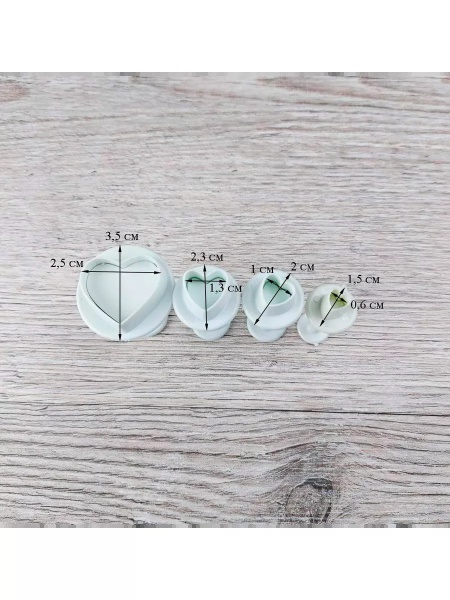 Набор плунжеров кондитерских 4 шт Сердечки