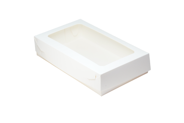 Коробка для эклеров 240х140х50 с прямоугольным окном (белая)