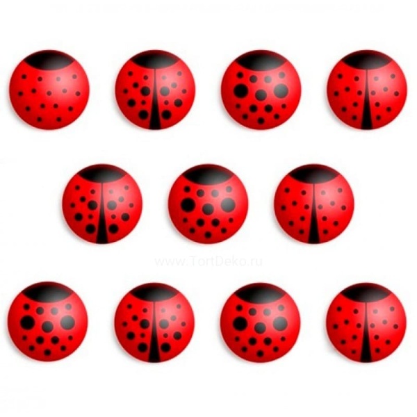 Сахарные мини-медальоны "Божьи коровки" круглые 3г.