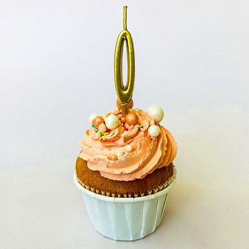 Свеча для торта мини, цифра 0 (золото, 4,5 см)