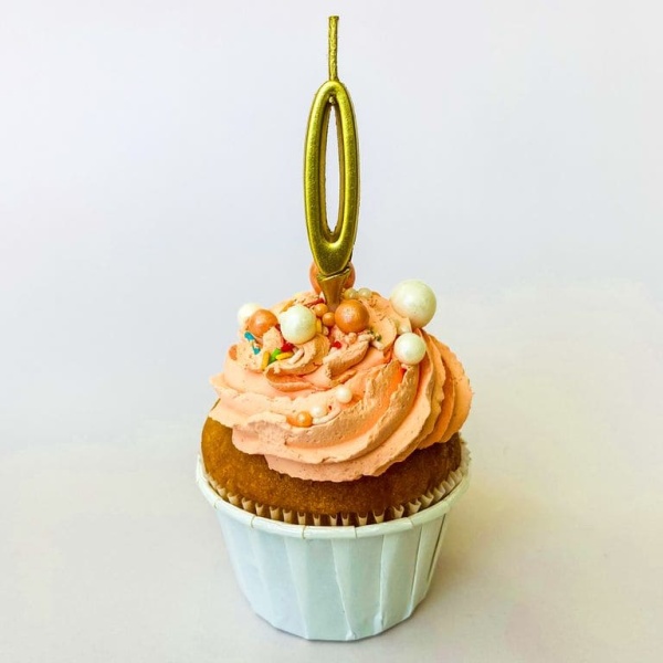 Свеча для торта мини, цифра 0 (золото, 4,5 см)