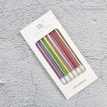 Набор свечей для торта «Happy Birthday, 6 в 1», цветной металлик