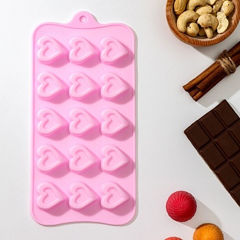Форма для льда и кондитерских украшений Доляна «Сердечко», 21×10 см, 15 ячеек