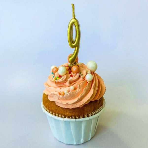 Свеча для торта мини, цифра 9 (золото, 4,5 см)