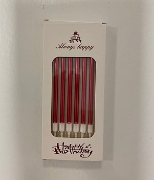 Набор свечей для торта «Happy Birthday, 6 в 1», красный металлик