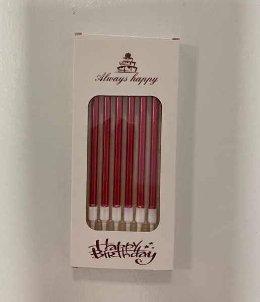 Набор свечей для торта «Happy Birthday, 6 в 1», красный металлик