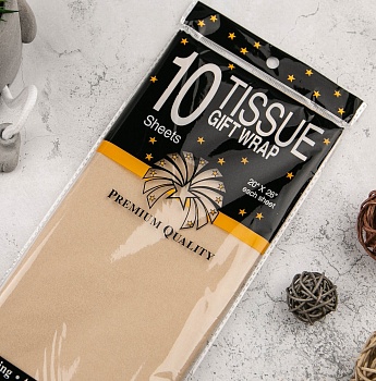 Бумага упаковочная тишью, бежевый, 50 х 66 см 10 листов