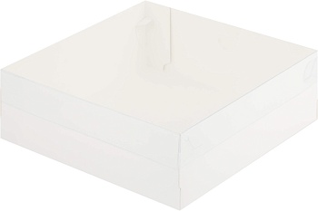 Коробка 200х200х70 мм для зефира, тортов и пирожных с пластиковой крышкой