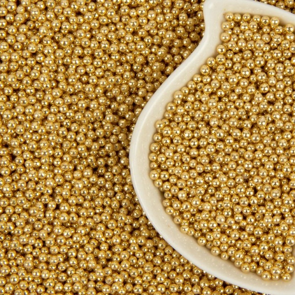 Посыпка кондитерская "Жемчуг металлик 2мм" (золото), 25 гр.