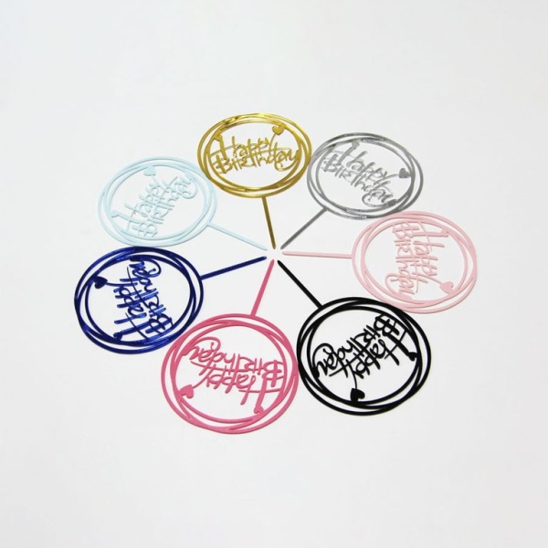 Топпер круглый «Happy Birthday» синий