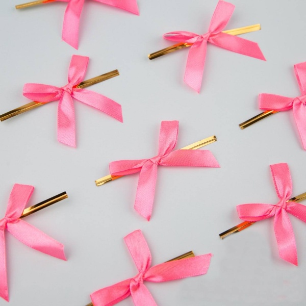 Твист лента с бантиком (Ярко розовый, 8 см) 10 шт