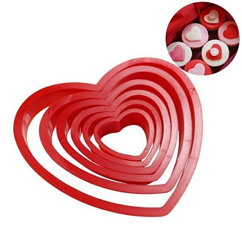 Набор пластиковых вырубок «Сердечки» 6 шт