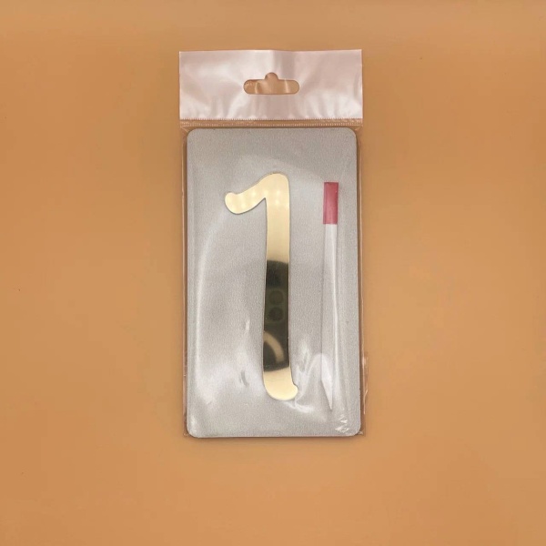 Топпер / Цифра 1 (10см) с отдельной ножкой (Золотой акрил)