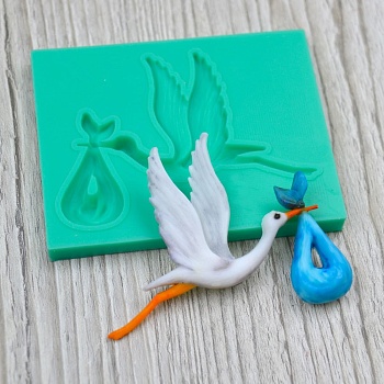 Силиконовый молд "Аист с младенцем"