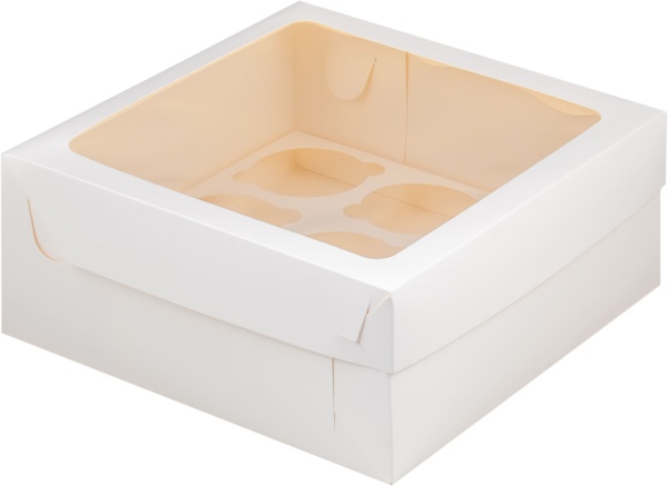 Коробка под 9 капкейков 250х250х100 мм, с прямоугольным окном