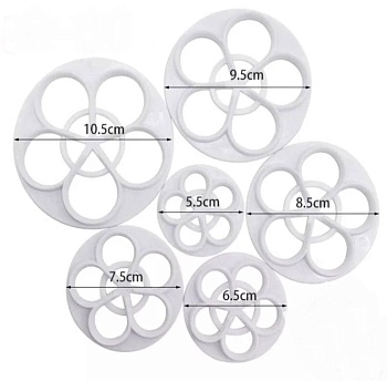 Набор выемок кондитерских для марципана и теста «Роза», 6 шт, диаметр 5,5/6,5/7,5/8,5/9,5/10,5 см