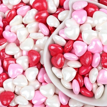 Посыпка кондитерская «Сердечки большие СМЕСЬ» (бело-розово-красный) 25г 24/12/2026