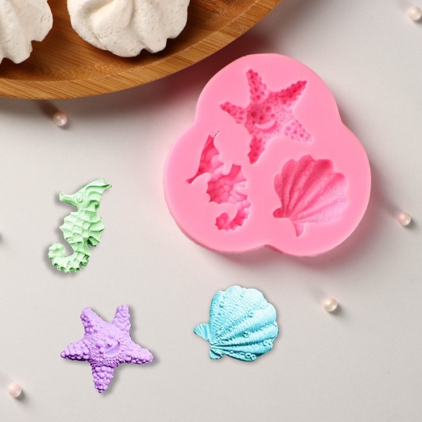 Молд «Океан», 8×7,5×1 см, цвет розовый