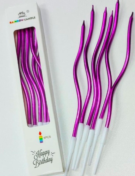 Набор свечей для торта «Волна» (фиолетовые, 15 см) 6 шт