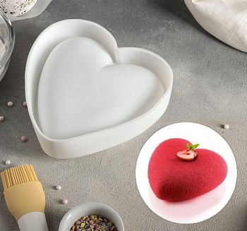 Силиконовая форма для муссовых десертов Сердце 0,55 (качественная)