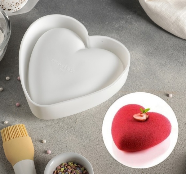 Силиконовая форма для муссовых десертов Сердце 0,55 (качественная)