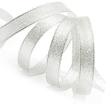 Лента парчовая 15 мм (22 метра, цвет серебро)