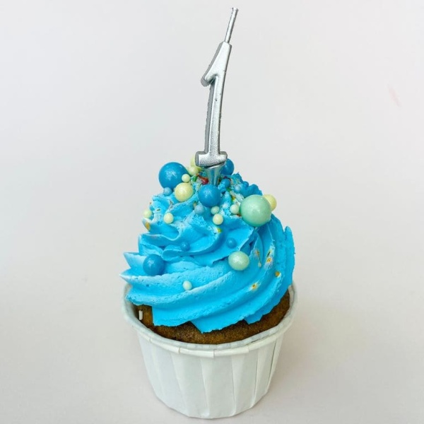 Свеча для торта мини, цифра 1 (серебро, 4,5 см)