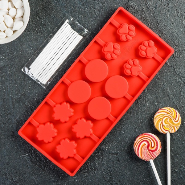 Форма для леденцов и мороженого «Вкусная сладость», 26,5×11,5 см, 12 ячеек, цвет МИКС