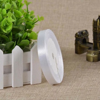 Лента атласная 12 мм (цвет №01 белый) 22,7 метра