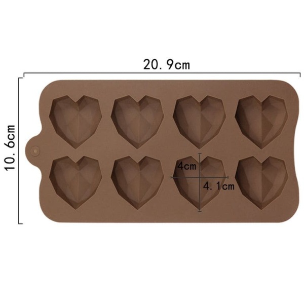 Форма силиконовая «Хрустальные сердца» 8 ячеек