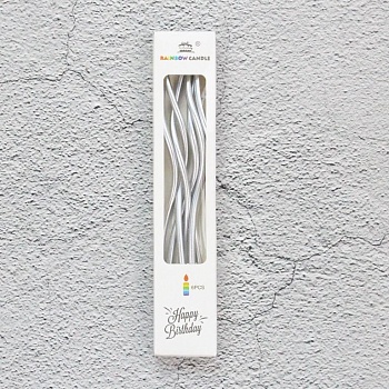 Набор свечей для торта «Волна» (серебряный металлик, 15 см) 6 шт