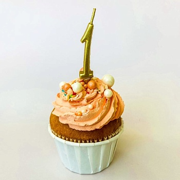 Свеча для торта мини, цифра 1 (золото, 4,5 см)