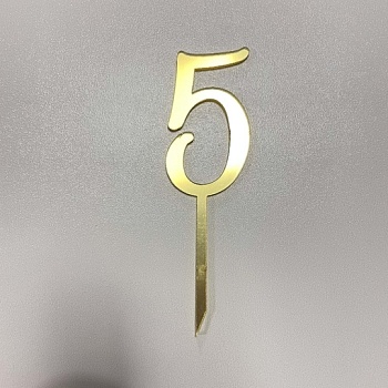 Топпер Цифра 5 (Золотой акрил)