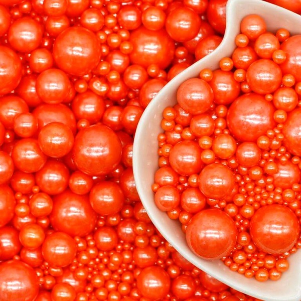 Посыпка  Жемчуг ОРАНЖЕВЫЙ микс 25г