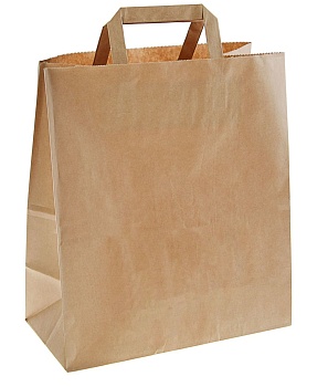 Пакет крафт без печати, плоская ручка 24 х 14 х 28 см