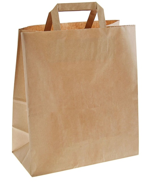 Пакет крафт без печати, плоская ручка 24 х 14 х 28 см