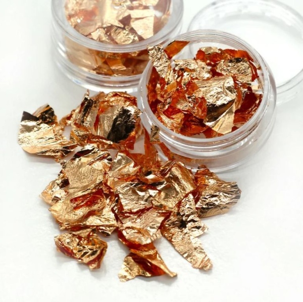 Пищевое розовое-золото, баночка хлопья (Е175)